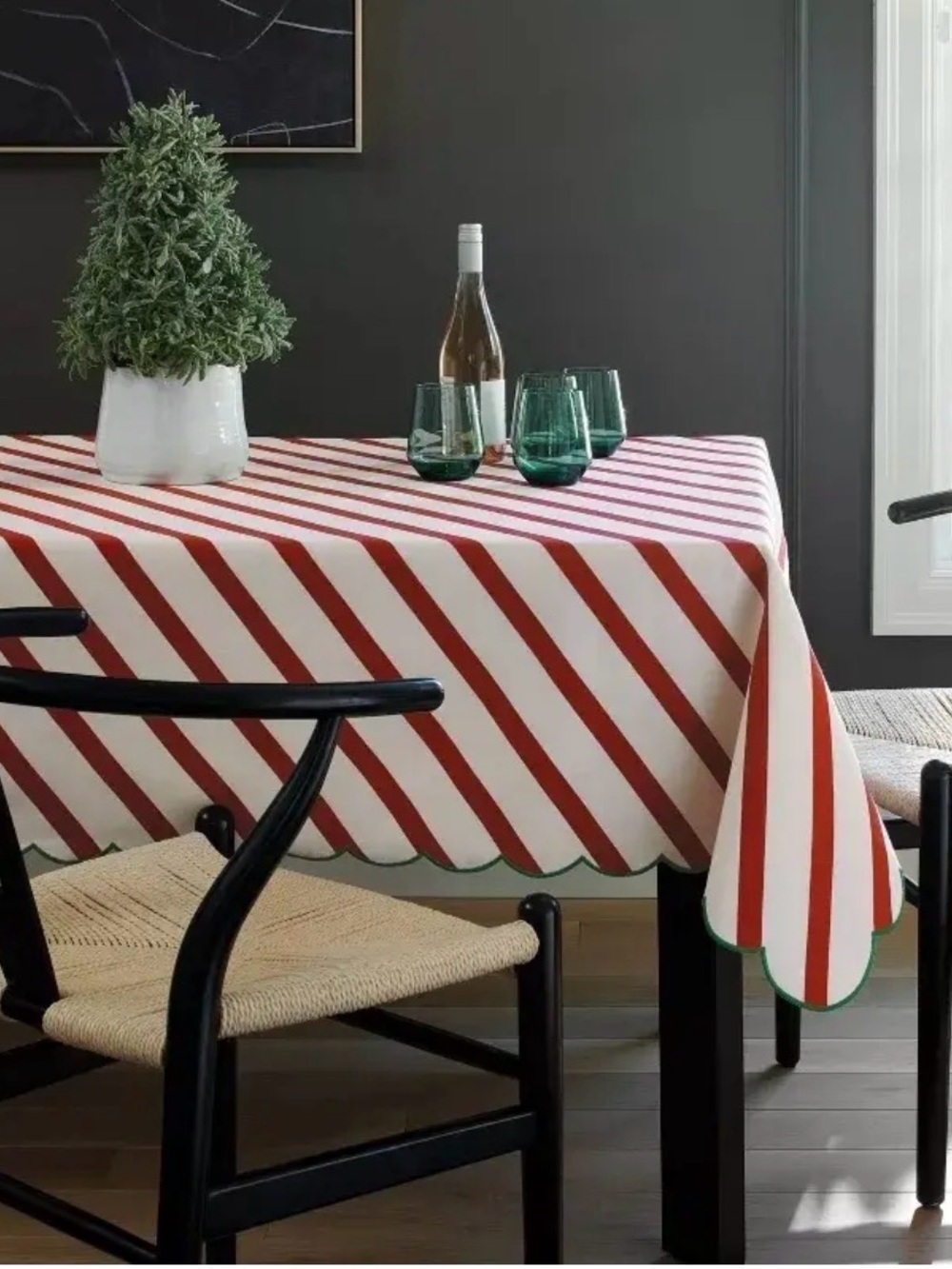 Threshold Red and White Christmas Holiday Candy 60x104